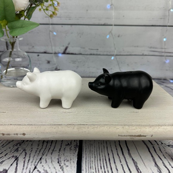 Pig Salt and Pepper Shakers Black and White - Picture 3 of 6